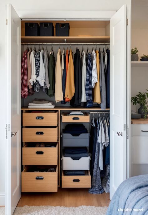 Studio Apartment Decor Studio Apartment Closet Ideas, Apartment Closet Ideas, Studio Apartment Closet, Studio Apartment Decor Ideas, Studio Apartment Decor, Closet Organization Solutions, Apartment Closet, Easy Closet Organization, Easy Closet