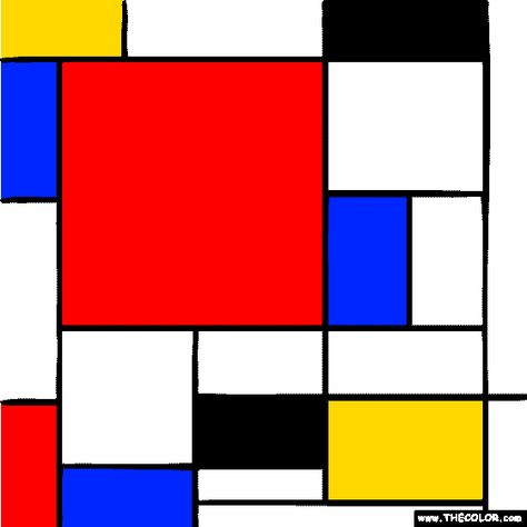 Piet Mondrian - Composition with Red Yellow Blue a Mondrian Painting, Piet Mondrian Painting, Mondrian Composition, Colored Pictures, Piet Mondrian, Stained Glass Patterns, Free Coloring Pages, Blue And Black, Free Coloring