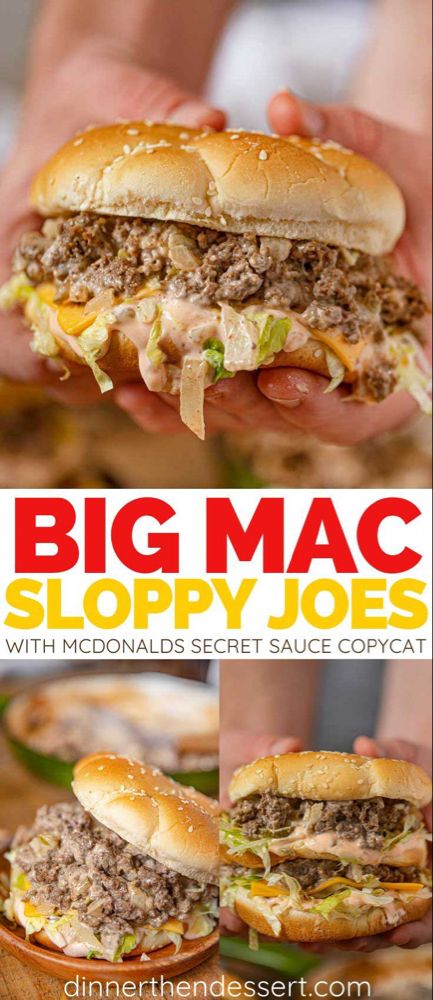 Big Family Dinner Ideas, Big Mac Sloppy Joes, Mcdonalds Recipes, Cheese Pickles, 1000 Calorie, Classic Sandwich, Sloppy Joes Recipe, Float Trip, Special Sauce