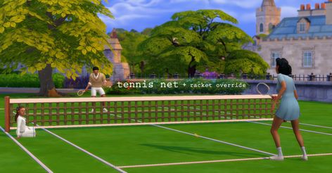 Okay, not really. It’s the net from the ping pong table resized + overrides but… Tennis! It comes with an override that turns the paddles into rackets, so keep in mind this will override the original ping pong paddles too. Casas The Sims Freeplay, Sims 4 Stories, Tennis Net, Sims 4 Black Hair, Sims 4 Traits, The Sims 4 Packs, Sims 4 Expansions, Mods Sims 4, Tumblr Sims 4