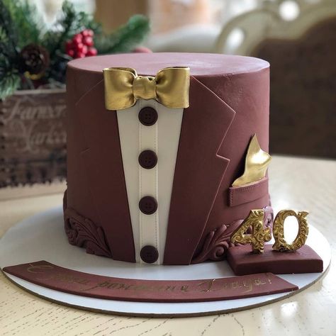 @wecelebratecakes on Instagram: “👈️ Follow Cake by @melodia_vkusa #Weddingday #Weddingphoto #Weddingideas #Foodie #Cake #Weddingcake  #Yummy #Ilovefood  #Dessert #Chef.…” Birthday Cake For Fiance Male, Fondant Cake For Husband Birthday, Suit Cake For Men, Suit Birthday Cake For Men, Bowtie Cakes For Men, Cake For Him, Men Cakes, Dessert Chef, Tuxedo Cake