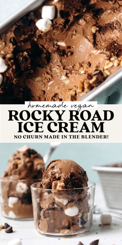 Dairy Free Protein Ice Cream, No Churn Vegan Ice Cream, Rocky Road Ice Cream Recipe, Dairy Free Ice Cream Recipe, Vegan Fudge Brownies, Ice Cream No Churn, Feasting On Fruit, Rocky Road Ice Cream, Fudge Brownie Recipe