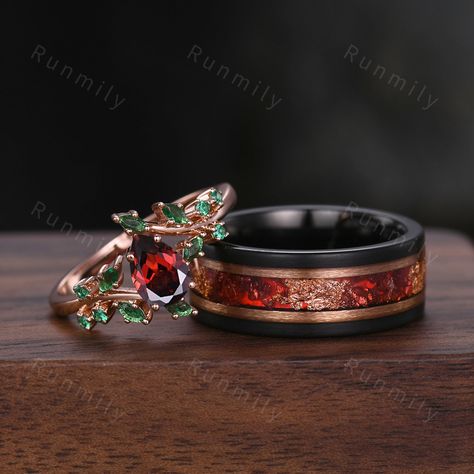 Marvel Wedding Rings, Garnet Engagement Ring Men, Fall Wedding Rings, Custom Wedding Bands For Men, Ruby Wedding Rings Men, Unique Engagement Rings For Men Future Husband, Garnet Ring Men, Unique Wedding Rings For Him, Rainbow Wedding Ring