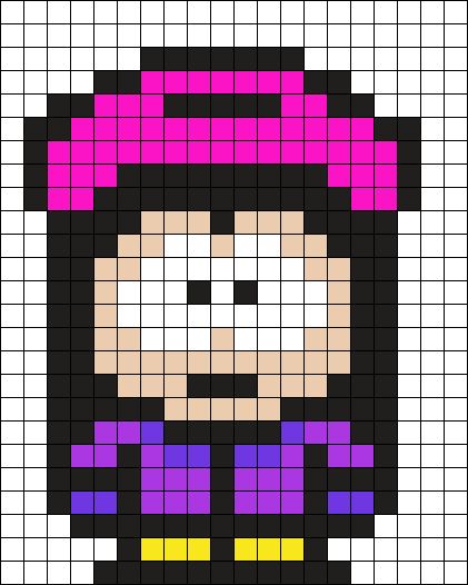 South Park Characters Pixel Art, Kandi Patterns South Park, South Park Bead Pattern, Pixel Art Pattern South Park, South Park Pearler Beads, South Park Pixel Art Grid, Southpark Pixel Art, Southpark Perler Beads, South Park Perler Bead Patterns