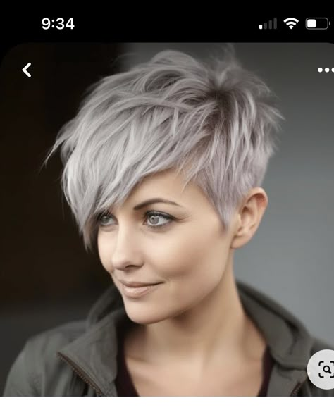 Pixie Cut With Long Bangs, Cute Pixie Haircuts, Pixie Cut With Bangs, Short Hair Pixie Cuts, Messy Short Hair, Short Grey Hair, Edgy Short Hair, Sassy Hair, Funky Hairstyles