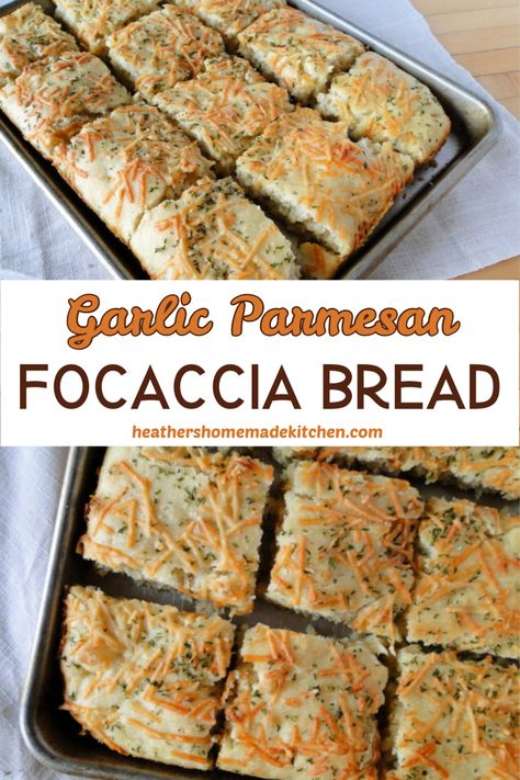 Cheese Focaccia Bread Recipe, Garlic Parmesan Focaccia Bread, Garlic Parmesan Foccacia Bread, Cheesy Foccacia Bread Recipes, Focaccia Topping Ideas, Monkey Bread Recipe Easy, Easy Drop Biscuits, Grandma Recipes, Foccacia Bread