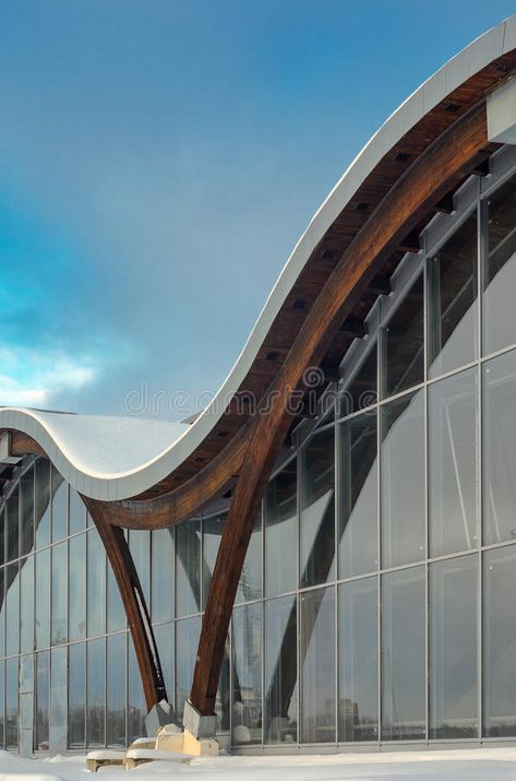 Curved Structure Architecture, Curved Elevation Architecture, Curved Steel Structure, Curve Building Architecture, Curve Roof Architecture, Curved Elevation, Curved Roof Architecture, Curved Roof Structure, Curve Architecture