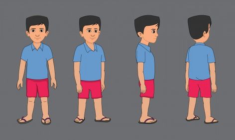 Young boy cartoon character turnaround | Premium Vector #Freepik #vector #character #cartoon #cute #face Simple Cartoon Characters, Free Cartoon Characters, Boy Cartoon Characters, 2d Character Animation, Male Cartoon Characters, Batman Drawing, Character Turnaround, Kids Cartoon Characters, Flash Animation