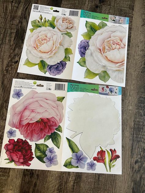 Dollar Tree Stickers Crafts, Dollar Tree Wallpaper, Dollar Tree Flowers, The Shabby Tree, Diy Wall Decals, Floral Wall Decals, Shabby Tree, Tree Decals, Floral Decal