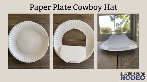 Paper Plate Cowboy Hat Craft #ArtsAndCrafts #KidsCrafts #Crafts #DIY #Farm #WildWest Paper Cowboy Hat Craft, Western Day Preschool Activities, Stampede Activities For Toddlers, How To Make A Cowboy Hat Out Of Paper, Paper Plate Cowboy Hat, Paper Plate Hats For Kids, Diy Paper Cowboy Hat, Craft Cowboy Hat, Cowboy Hat Craft Preschool