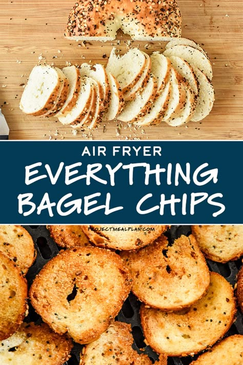 Homemade Bagel Chips, Everything Bagel Chips, Bagel Chips Recipe, Air Fryer Chips, Bagel Crisps, Smoked Salmon Cream Cheese, Bagel Chips, Bagel Bites, Air Fryer Oven Recipes