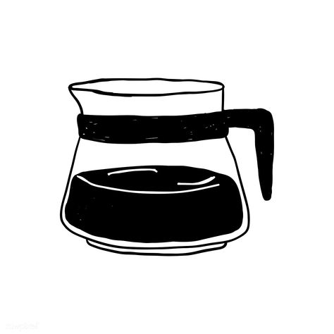 Pot of hot coffee icon vector | free image by rawpixel.com V60 Tattoo, Coffee Pot Illustration, Coffee Pot Tattoo, Coffee Pot Drawing, Coffee Draw, Coffee Doodles, Coffee Illustrations, Coffee Graphics, Coffee Line