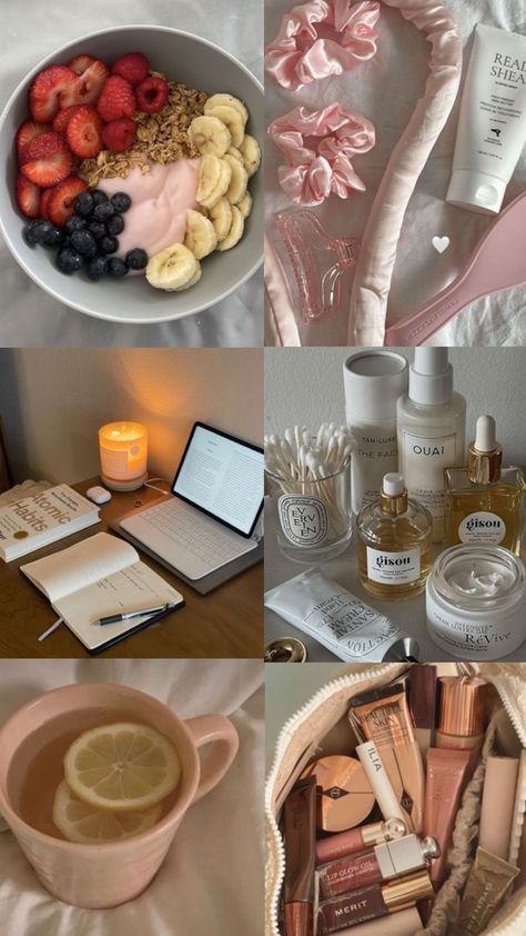 Makeup Collage, Aesthetic Wellness, Healthy Aesthetic, Vision Board Collage, Goals Aesthetic, Healthy Wellness, Yoga Aesthetic, Vision Board Wallpaper, Dream Vision Board