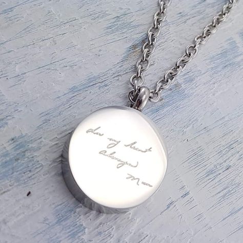 Cremation Jewelry Necklaces, Pet Ashes Jewelry, Clear Necklace, Vial Necklace, Portrait Necklace, Signature Necklace, Urn Pendant, Urn Jewelry, Hand Writing