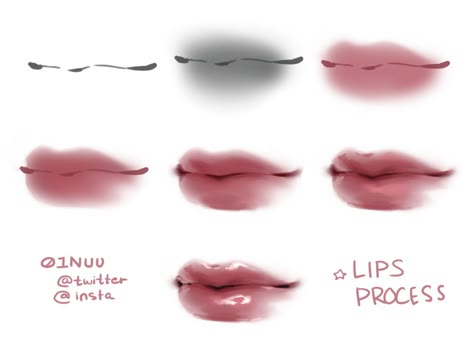 Lip Tutorial, Digital Painting Techniques, Digital Art Beginner, Lips Drawing, Art Tools Drawing, Coloring Tutorial, Digital Painting Tutorials, Anime Drawings Tutorials, Anatomy Art