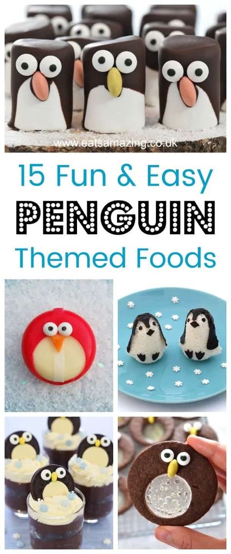 Bird Themed Snacks, Bird Snacks For Kids, Penguin Pull Apart Cupcakes, Penguin Party Food, Penguin Appetizers, Bird Snacks, Penguin Snacks, Winter Themed Party, Food Ideas For Kids