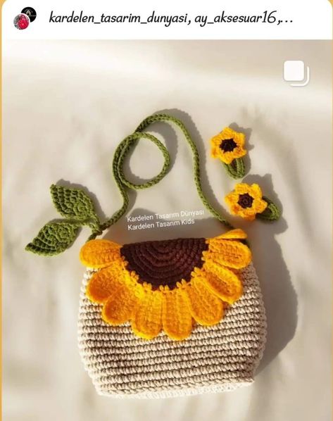 Sunflower Bag, Sunflower Crochet Bag Tutorial, Crochet Sunflower Granny Square Purse, Crochet Sun Flower Bag Black, Sunflower Crochet Crossbody Bag, Sunflower Crochet Bag Purple, Clothes Embroidery Diy, Crochet Pattern Instructions, Crochet Table Runner Pattern