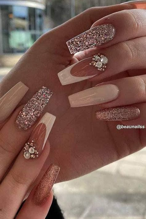 Wedding Toe Nails, Homecoming Nails Blue, Wedding Nails French, White And Silver Nails, Wedding Nails Glitter, Formal Nails, White Glitter Nails, Nails Homecoming, Homecoming Nails Acrylic