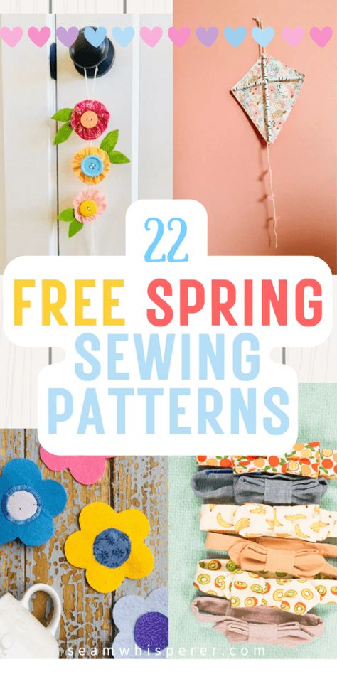 22 Free Spring Sewing Patterns! - SEAM WHISPERER Spring Sewing Patterns, Cloth Tote Bags, Basic Dress Pattern, First Sewing Projects, Spring Sewing, Puppet Patterns, Diy Wrap, Bright Fabrics, Spring Projects