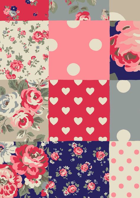 Cath kidston patch work material Wallpaper Iphone Inspiration, Vintage Wallpaper Iphone, Funky Florals, Cath Kidston Wallpaper, Iphone Inspiration, Craft Show Displays, Flower Pattern Design, Paper Rose, Wall Papers