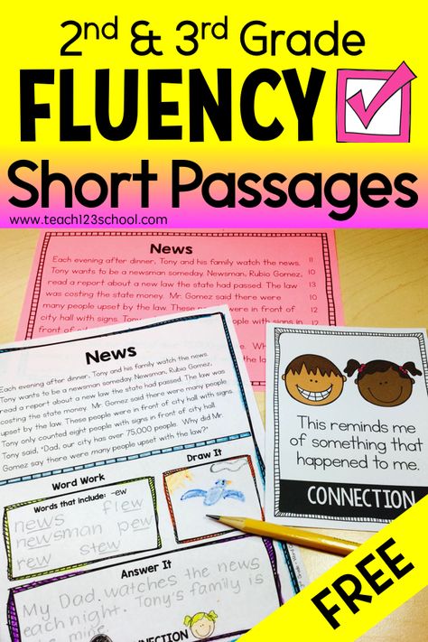 Fluency Centers 3rd Grade, Reading Fluency Games, Reading Fluency Activities, Reading Fluency Passages, Fluency Activities, Fluency Passages, Reading Tutoring, Learning Sight Words, 3rd Grade Writing