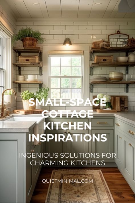 Discover elegant cottage kitchen design ideas tailored for compact kitchens, where creativity and functionality maximize every inch. Explore clever solutions for your cozy kitchen. #CompactKitchens #ElegantDesign #CleverSolutions Kitchen Cabinet Ideas For Small Kitchens, Small Kitchen Cabinet Layout, Scandi Cottage Kitchen, Cottage Kitchens Ideas, Kitchen Ideas Cottage Style, Very Small Kitchen Ideas, Compact Kitchen Ideas, Cottage Core Kitchen Ideas, Small Cottage Kitchen Ideas