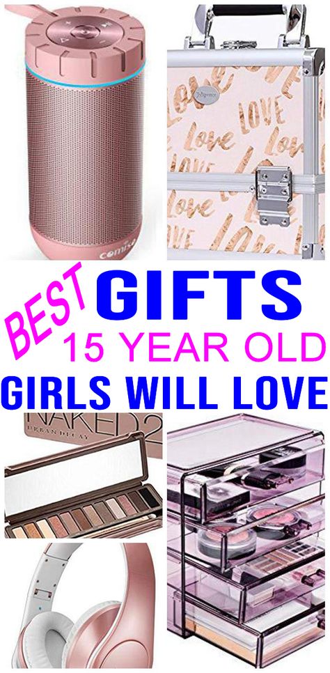 BEST gifts 15 year old girls will love and want! Totally cool and popular 15 year old gifts! Great presents for those teen years (15th birthday, Christmas, Holiday). Find AMAZING gifts for 15 year old girls! 15 Gifts For 15th Birthday, Gift Ideas For A Quinceanera, Gifts For 15 Year Girl, 15th Birthday Present Ideas, What To Get A 14teen Year Old For Christmas, Quinceanera Gift Ideas, Birthday Gift Ideas For Girls 14-15, 15th Birthday Ideas, Christmas Presents For Girls 10-12