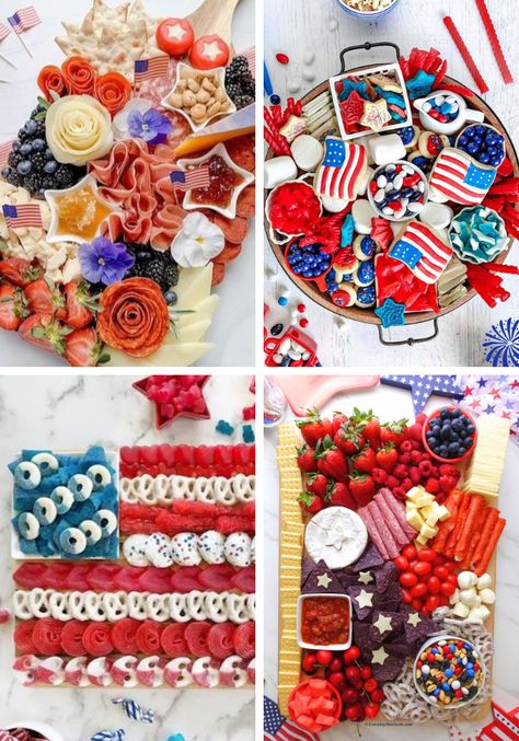 Gather all the red, white, and blue foods - it's time to make a patriotic 4th of July charcuterie board! Check out these 10 clever ideas. 4th Of July Charcuterie Board, Olympic Food, Blue Foods, Olympic Ring, Olympic Theme Party, Yogurt Covered Pretzels, Team America, Olympic Party, Patriotic Food