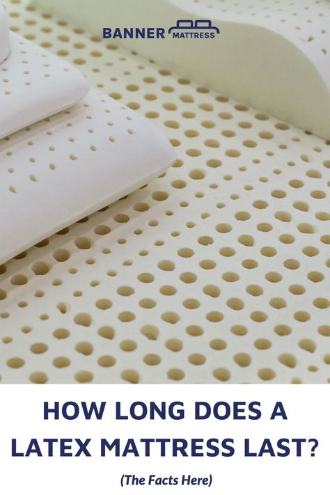 A latex mattress typically lasts 10-20 years due to its durable, natural materials. Regularly flipping and maintaining can extend its lifespan. #mattress #latexmattress #naturalmattress #organicmattress #bettersleep #bedroom #homedecor Latex Bed, Natural Latex Mattress, Latex Allergy, Natural Mattress, Mattresses Reviews, Latex Mattress, Sleep Solutions, High Quality Bedding, Mattress Brands