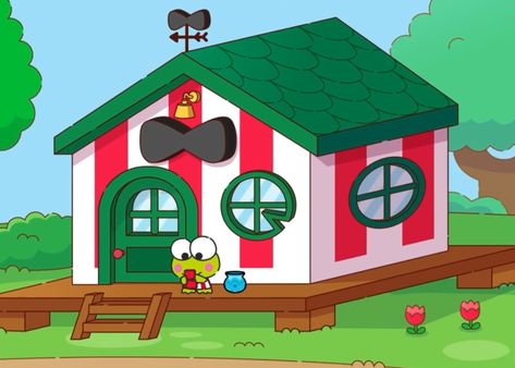 Hello Kitty House Cartoon, Sanrio House, Hello Kitty Book, Kitty House, House Flipper, Gingerbread Ideas, Hello Kitty House, House Cartoon, Kitty Cafe