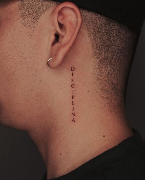 Name Tattoo Placements, Side Body Tattoos, Simple Neck Tattoos, Typographic Tattoo, Minimal Tattoos, Nightmare Before Christmas Tattoo, Christmas Tattoo, Clever Tattoos, Neck Tattoo For Guys