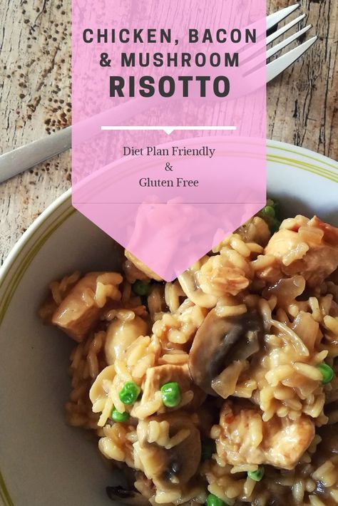 Syn Free Meals, Chicken Mushroom Risotto Recipes, Risotto Ideas, Chicken Bacon Risotto, Low Calorie Risotto Recipes, Mushroom Risotto With Chicken, Tennis Food, Healthy Mushroom Risotto Recipes, Healthy Risotto Recipes