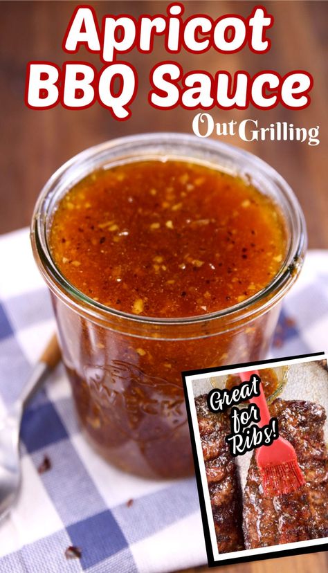 Apricot Bbq Sauce, Apricot Sauce Recipe, Grilling Ribs, Bbq Sauce Homemade Easy, Homemade Bbq Sauce Recipe, Rib Sauce, Pork Sauce, Apricot Recipes, Grilled Pork Chops