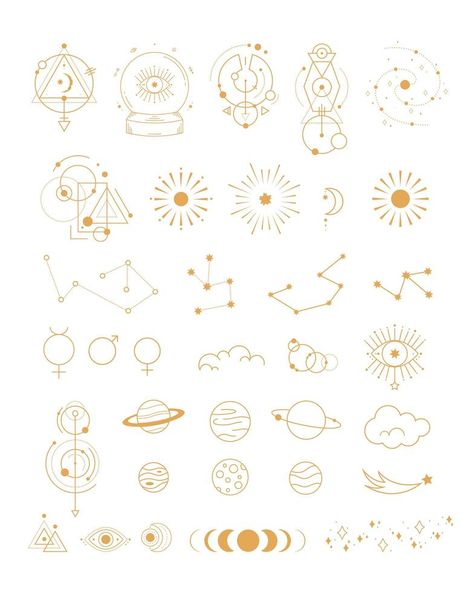 Astrology Drawing Ideas, Bujo Constellation Theme, Easy Astrology Drawings, Celestial Bujo Theme, Astrology Drawings Simple, Astrology Bujo, Celestial Bullet Journal Theme, Bujo Tarot, Mystic Doodles