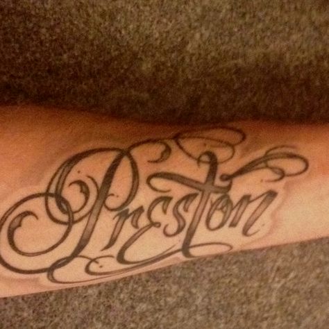 Preston Tattoo! Preston Tattoo, Quitting Job, Name Tattoo, Preston, Tattoo Ideas, I Am Awesome, Jesus, Tattoos, Quick Saves