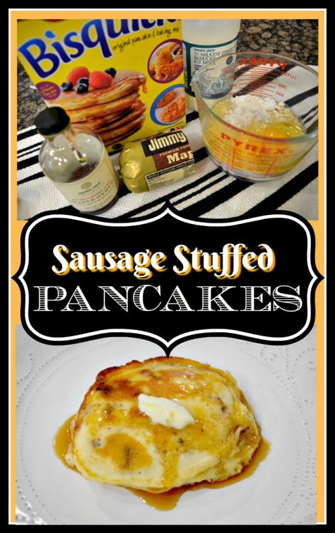 sausage stuffed pancakes Sausage Stuffed Pancakes, Pancake Mini Muffins, Stuffed Pancakes, Lemon Poppyseed Pancakes, French Toast Waffles, Painted Apron, Lemon Pie Filling, Pancake Crepes, Think Spring