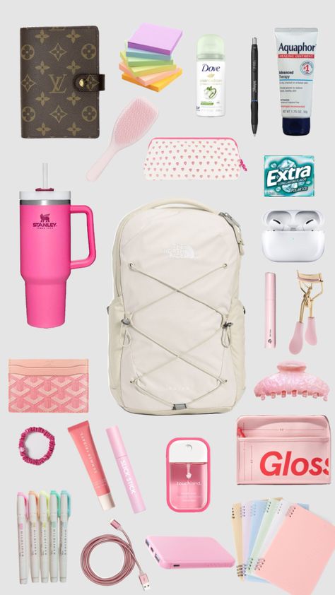 Preppy Bags For School, Preppy Backpack Essentials, Cute College Backpacks, Cheap Preppy Backpack For Students, Cute Pink Backpack For Back To School, Preppy Pink Backpack For School, Preppy Backpack For Daily Use And Back To School, Back To School Backpacks Essentials, Cute Back To School Backpacks