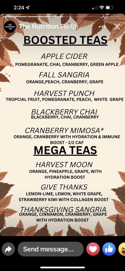 October Herbalife Teas, Herbalife Hot Tea Recipes Drinks, Herbalife Thanksgiving Tea, Herbalife Fall Shake Recipes, Fall Herbalife Tea Recipes, Loaded Water, Fall Teas, Herbalife Tea Recipes, Swig Drinks