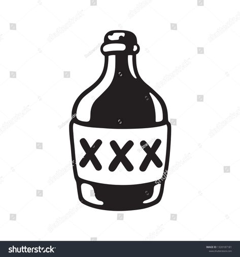 Cartoon bootle of moonshine with three X label. Black and white drawing of alcohol bottle. Vector illustration. #Ad , #spon, #label#Black#moonshine#Cartoon Booze Bottle Tattoo, Alcohol Bottle Tattoo Design, Traditional Liquor Bottle Tattoo, Wine Tattoo For Men, Cartoon Alcohol Bottles, Alcohol Traditional Tattoo, Moonshine Bottle Tattoo, Traditional Whiskey Bottle Tattoo, Alcohol Drawing Bottle