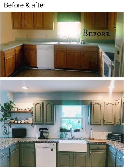 Double Wide Remodel, Diy Kitchen Hacks, Kitchen Cabinets Makeover, House Decor Rustic, Fireplace Makeover, Kitchen Remodeling, Rustic Farmhouse Decor, Kitchen Remodel Idea, Minimalist Kitchen