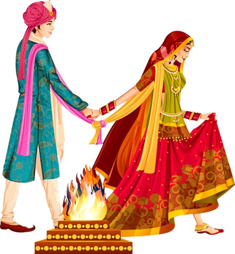 Wedding Couple Cartoon, Couple Png, Shadi Card, Wedding Symbols, Wedding Vector Art, Couple Clipart, Wedding Caricature, Indian Marriage, Wedding Drawing