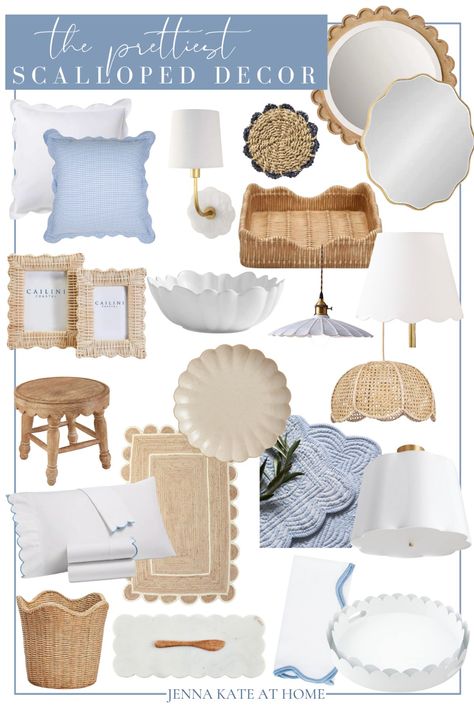 Elevate your interior with these pretty scalloped accents, showcasing a timeless and feminine design aesthetic. Scallop Decor, Hampton Decor, Pastel Bedding, Decorating 101, Home Decor Finds, Farmhouse Decorating, Home Finds, Hygge Home, Funky Junk