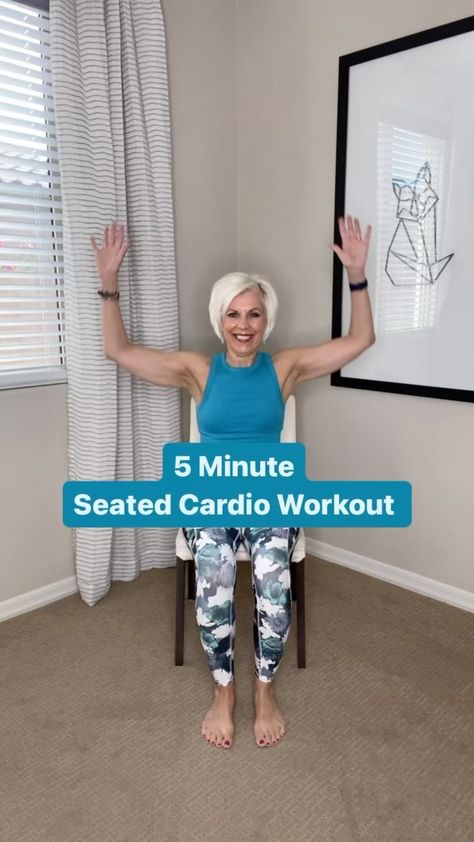 Seniors Workout, Seated Cardio, Chair Cardio, Chair Yoga For Seniors, Easy Workouts For Beginners, Chair Workout, Chair Exercise, Senior Exercises, Easy Fitness