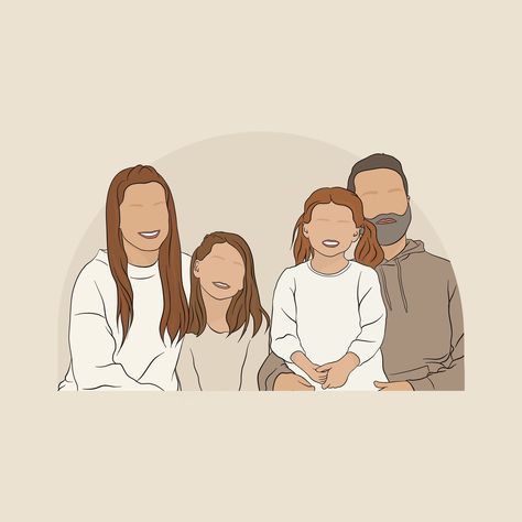 Family Picture Cartoon, Family Picture Drawing, 가족 일러스트, Illustrated Family Portrait, Black Cat Painting, Custom Portrait Illustration, Procreate Illustration, Funny Caricatures, Faceless Portrait