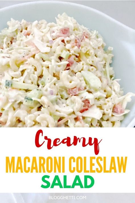 Tuna Coleslaw Salad, Coleslaw Macaroni Salad, Macaroni Coleslaw Salad, Macaroni Coleslaw, Easy Salads To Make, Salad Options, Hawaiian Chicken Kabobs, Grilled Tuna Steaks, Pasta With Mayonnaise