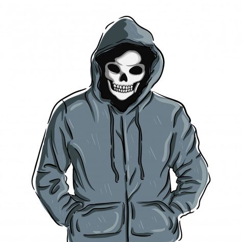 Skull hoodie illustration Premium Vector | Premium Vector #Freepik #vector #halloween #man #character #t-shirt Skeleton With Clothes Drawing, Skeleton In Hoodie Drawing, Cartoon Hoodie Drawing, Hoodie Art Drawing, Hoody Drawing, Hoodies Illustration, Hoodie Logo Design, Hoodie Tattoo, Hoodie Vector