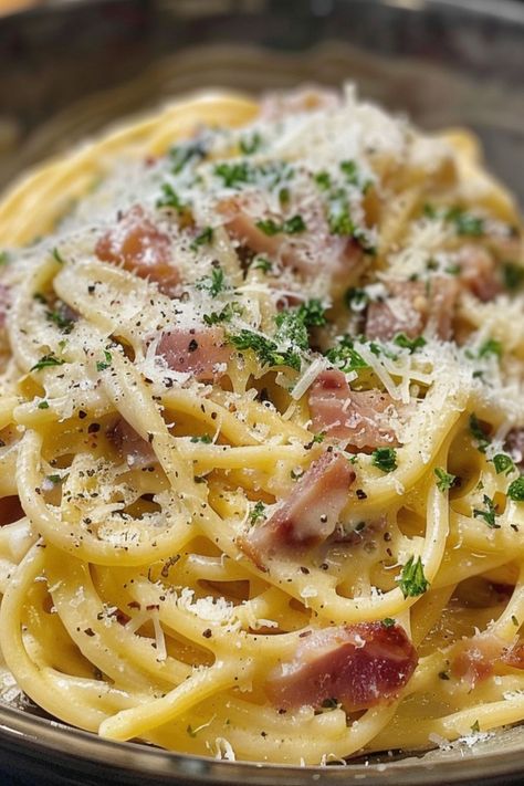 Spaghetti Carbonara is a delicious and satisfying choice for any mealtime! 🍝🥓 Made with creamy eggs, savory pancetta, and perfectly cooked pasta, this dish is a delightful blend of rich and comforting flavors. Quick to prepare and bursting with hearty goodness, Spaghetti Carbonara is perfect for a satisfying dinner or special treat. Indulge in this classic Italian favorite today! 😋🌿 #SpaghettiCarbonara #ItalianCuisine #ComfortFood #HeartyMeals Carbonara Pizza, Creamy Carbonara, Chicken Carbonara, Creamy Eggs, Cooked Pasta, Italian Favorites, Carbonara Pasta, Spaghetti Carbonara, Hearty Meals