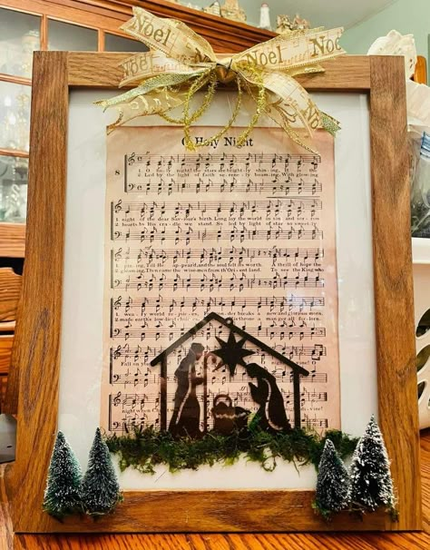 Old Hymnal Crafts Diy, Crafts With Hymnal Pages, Hymnal Page Crafts, Christmas Crafts With Hymnal Pages, Christmas Hymns Printable, Hymnal Page Crafts Hymn Art, Framed Sheet Music, Hymnal Crafts, Music Christmas Ornaments