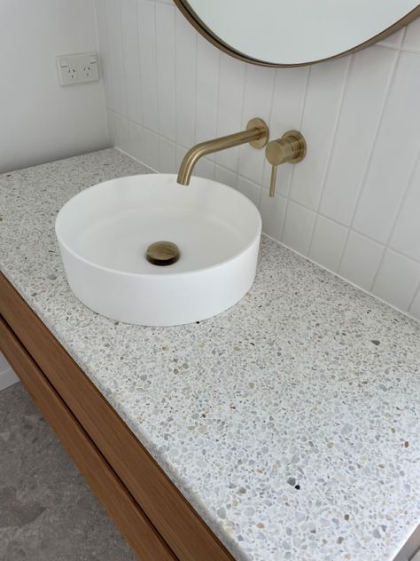 Terrazzo Bathroom Vanity, Terrazzo Vanity, Spanish Bathroom, Terrazzo Bathroom, Bathroom Vanity Top, Vanity Bathroom, Bathroom Top, Bathroom Vanity Tops, Vanity Top