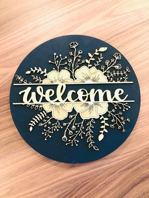 Laser Business, Home Therapy, Laser Cut Decor, Laser Cut Panels, Laser Cut Wood Crafts, Wood Wreath, Door Signs Diy, Signs Diy, Laser Engraved Ideas